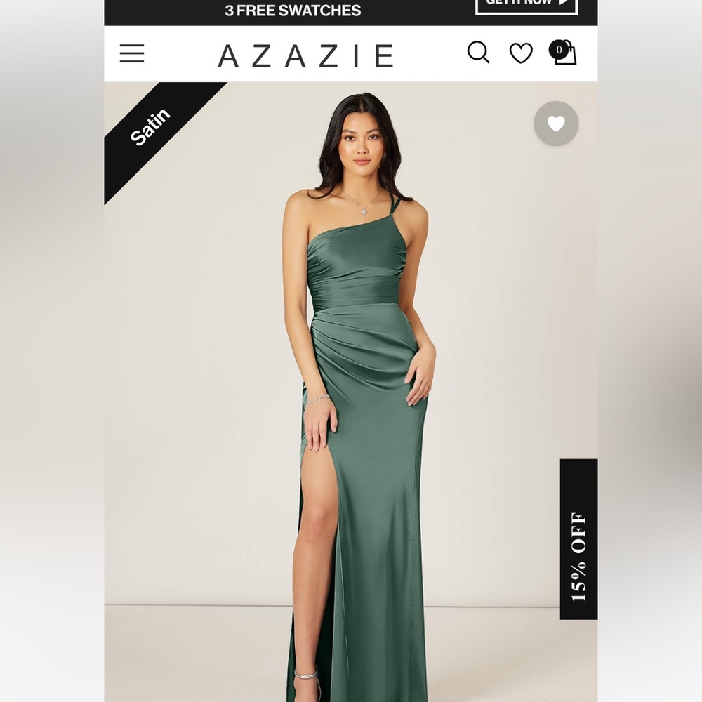 Azazie Eren one shoulder dress in Eucalyptus